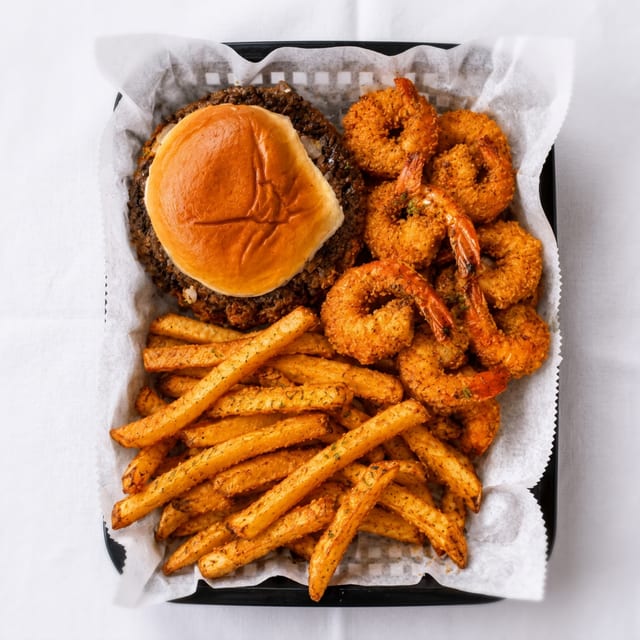Crispy Shrimp Trio Basket.